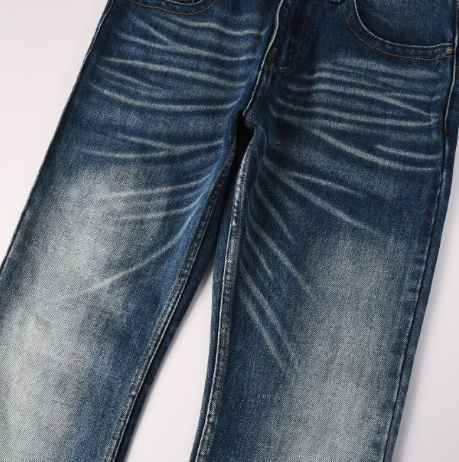 Vintage Washed Men's Jeans Flare Mid Rise Jeans With Whisker Detailing
