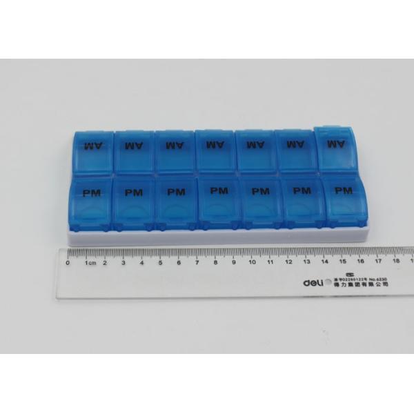 14 Day Pill Organizer , Plastic Medical Pill Box  With Base Tray Square Shaped