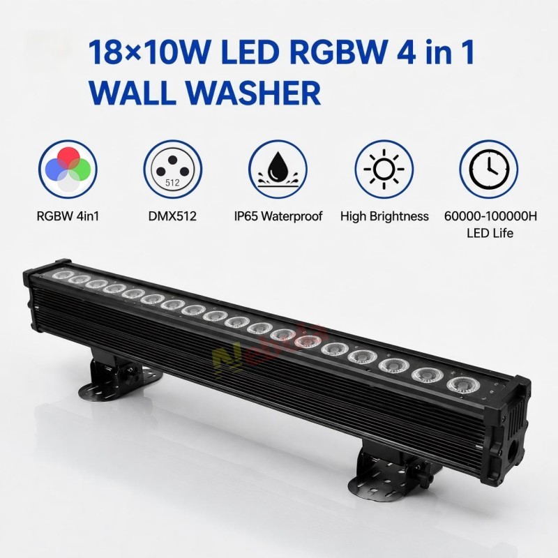 18x10W RGBW LED Wall Washer Light 4 in 1 Outdoor DMX Lighting