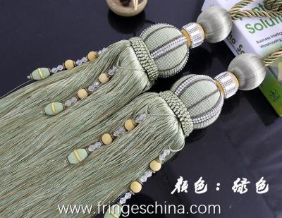 Delicate custom long tassel fringe trimming for curtain attractive tieback hanging ball