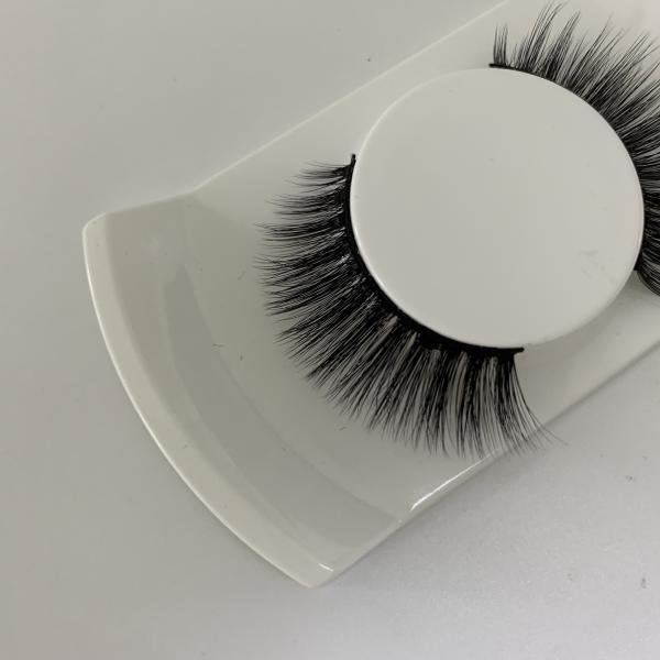 Customized Logo 3D Silk Eyelashes 10 - 25mm Length Black Cotton band