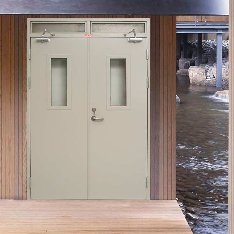 China China Flat Design Fire Doble Fire Plated Metal Fire Proof Doors Sliding Door System With Smart Lock