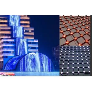 P83 LED Mesh Screen Flexible Soft Transparent LED Display Outdoor High Brightness Waterproof LED Curtain Screen for Building Facade Media Wall Stage Background Advertising Display