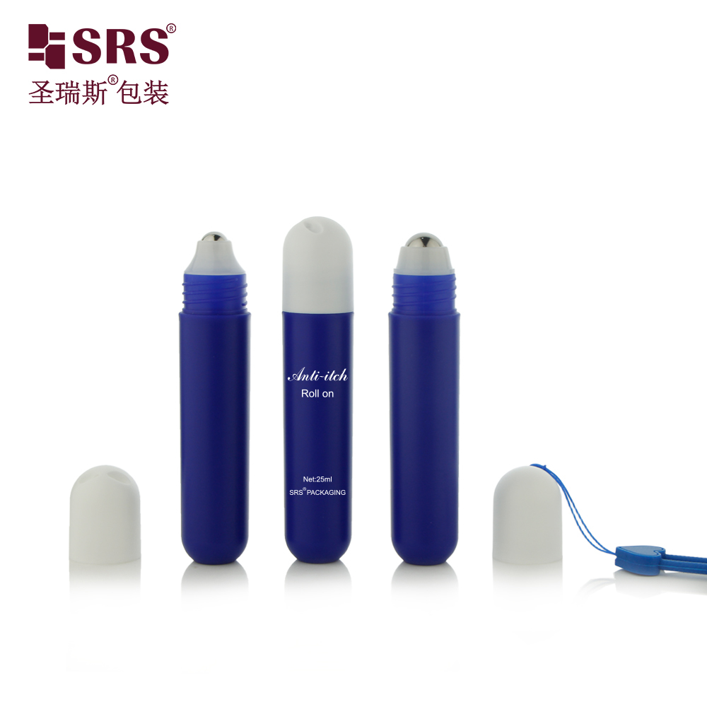 RPPG 25ML Portable Injection Custom Color Blue Plastic Roll On Bottle With Rope