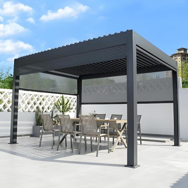 12' X 12' Aluminum Patio Pergola Rainfall Handling 0.04 0.05 L/s/m2 Custom Color For Outdoor Living