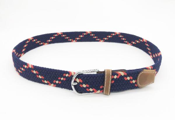 Dark Blue Mens Elastic Stretch Belts Braided 3.5cm Width With Nickel Buckle