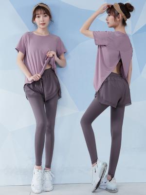 XS-5XL para trás cortou a camisa dos esportes T e o short ajustou o desgaste de corrida das mulheres