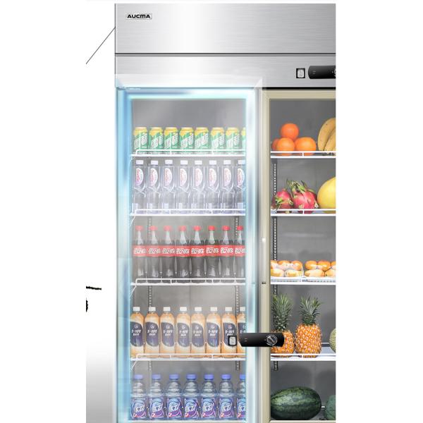 Stainless Steel Glass Door Freezer Display Cabinet Large Capacity