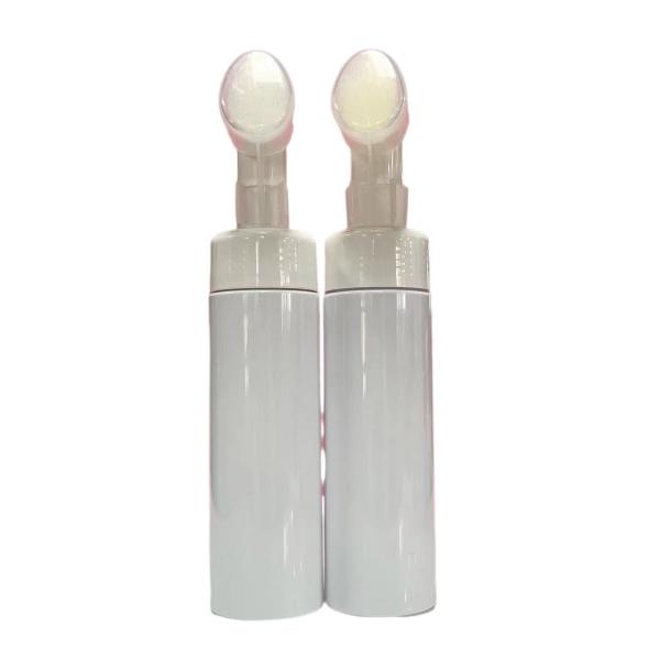 Cosmetic Facial Cleanser 50ml 100ml 150ml Pink White Pink Pet Foam Pump Bottle With Eva Silicone Brush