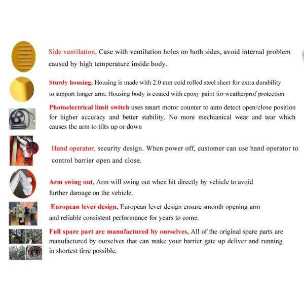 Porta elétrica amarela da barreira do braço da gota da porta AC220V da barreira do veículo motorizado