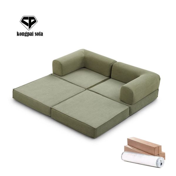 Vacuum Pack Modern Convertible Foam Eco-Friendly 2 Seater Hotel Use Living Room Compressed Folding Rectangle Sofa Bed Double