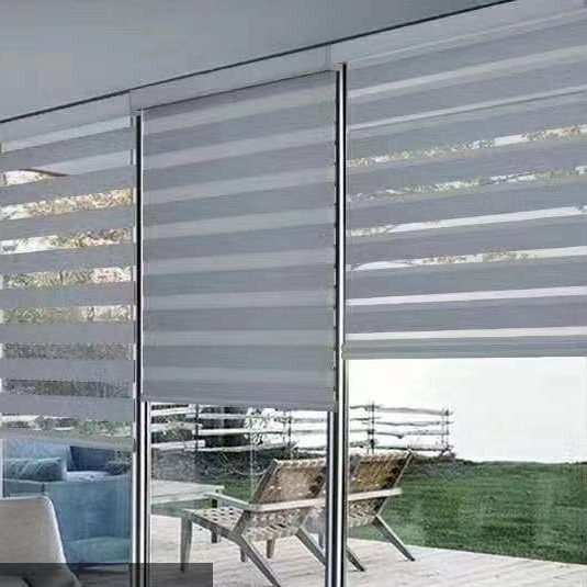Stepless Light & Privacy Control bedroom windowsiles office double velvet zebra blinds