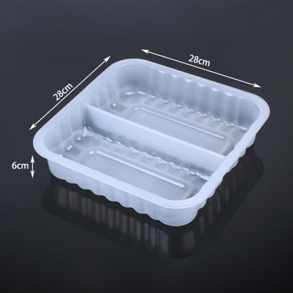 Disposable freezing safe PET PP heat sealing Plastic frozen food meat packaging tray two compartment MAP tray