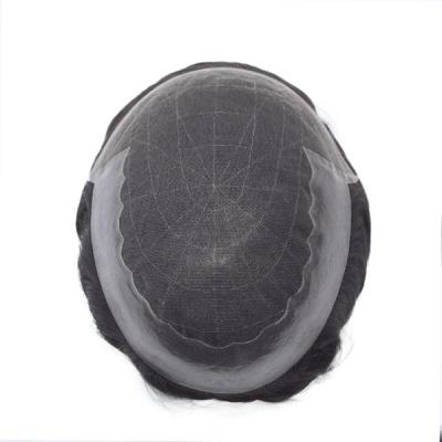 Toupet pour hommes en cheveux naturels noirs de densité moyenne