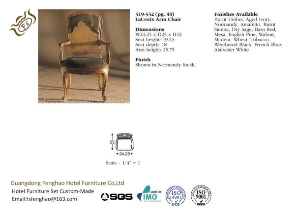 LaCroix Arm Hotel Dining Chairs Leather Solid Wood Carver Armchair