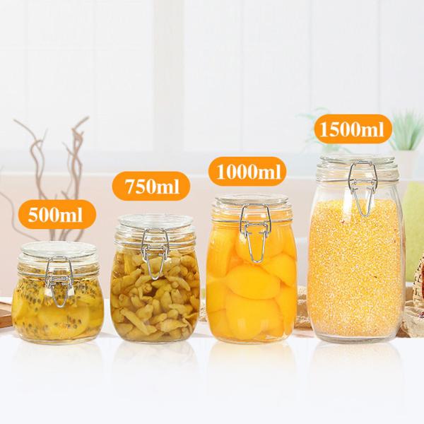Transparent Empty Glass Jam Jar Airtight Easy To Wash Thick Material Round Shape
