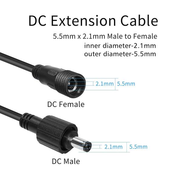 Waterproof Male to Female DC Jack 5.5x2.1mm 5.5x2.5mm 3.5x1.35mm Power Extension Cable for LED Light