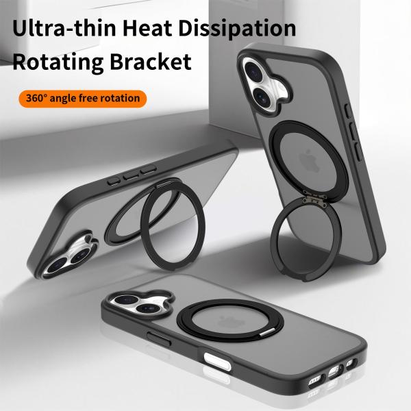 Customized Apple 17 Mobile Phone Case With Stand 360 Rotation IPhone16pro Magnetic Anti-Fingerprint Skin-Feel Mobile Phone Case