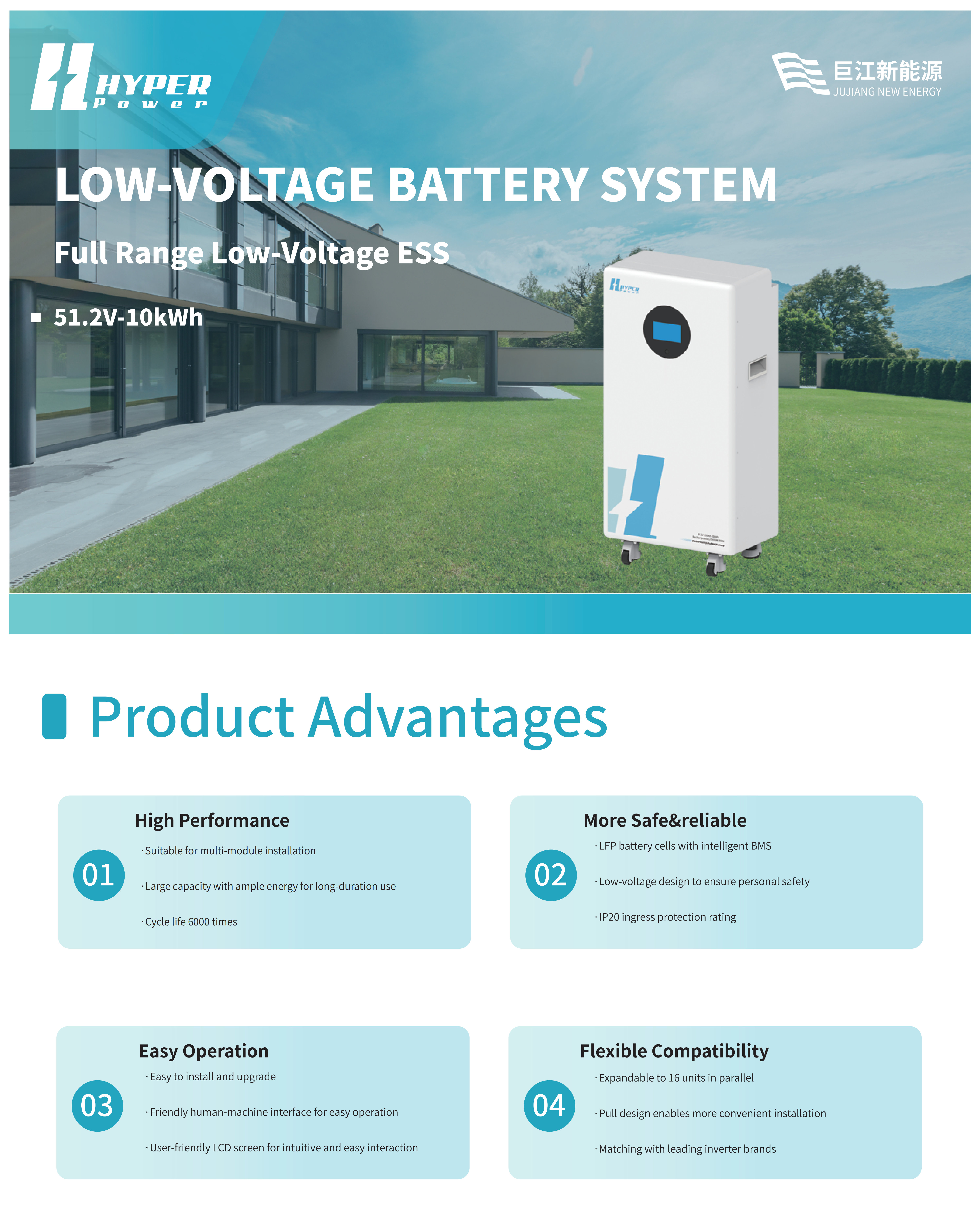 LOW-VOLTAGE BATTERY SYSTEM   Full Range Low-Voltage ESS  51.2V 10kWh IP20