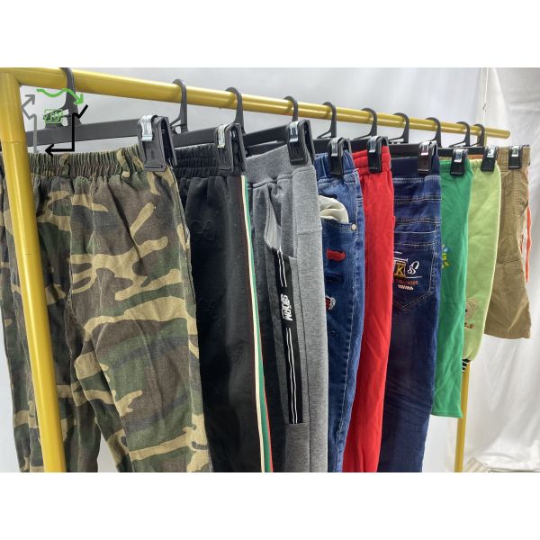 Casual Polyester Cotton Used Pants for Children Mixed Sizes Clean 95%-100% Grade
