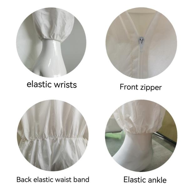 S-5XL White Waterproof Microporous Protective PPE Safety Coveralls For USA Market