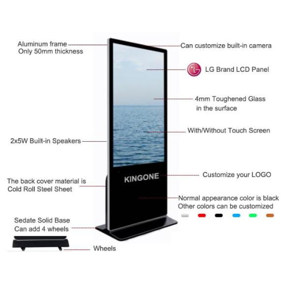 Network Floor Standing Digital Signage Lcd Advertising Player VGA AV HDMI Interface
