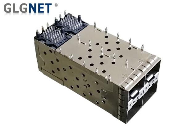2X2 Stacked 4 Ports SFP Cage Connector Female SFP PCB Connector with Light pipe