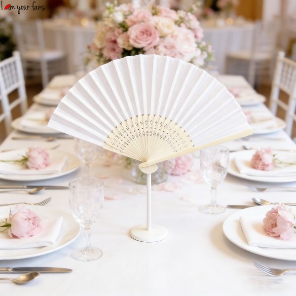 Hot Selling Handicrafts Silk Fan Bamboo Folding Hand Fans Wedding Fans for Guests With Gauze Bag