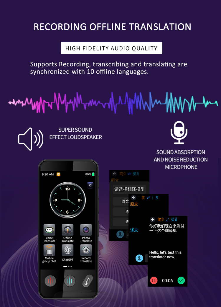 Voice Smart Electronic Translator Device 142 Languages Vietnamese Laotian Kazakhstani Russian
