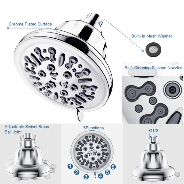 Experience a Spa-like Shower with our Adjustable Brass Swivel Ball Joint Shower Head