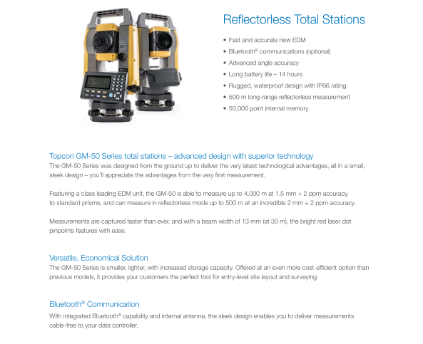 Итог серии Topcon GM-50 помещает станцию итога GM52