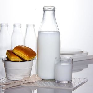 Шелковый экран 12 унций 350 мл Прозрачные напитки Молоко Стеклянная бутылка для хранения с крышкой