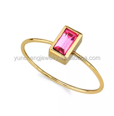 14K Gold Dipped Cubic Zirconia Crystal Ring OEM Rhinestone Ring