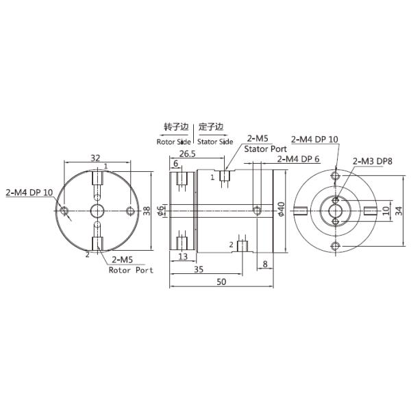 M5 Electric Hybridry Pneumatic Hydraulic Rotary Joint Unions For 4mm Pipes