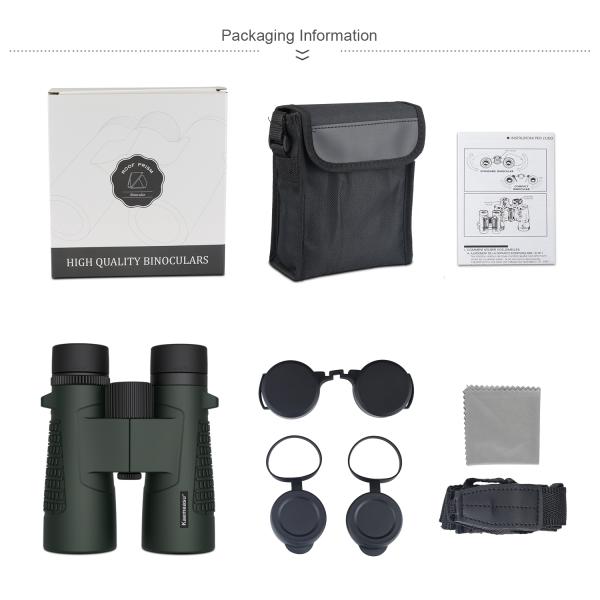 Kaemeasu C Modèle Couleur verte 10x42 HD Binoculaire imperméable à l'eau pour adultes, Binoculaire pour observation des oiseaux et randonnée, Optique avec prisme BAK4, Corps en alliage de magnésium antichoc, Vision claire et claire