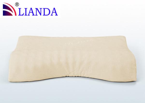 Good Night Memory Foam Pillow With Wavy Humps Visco Elastic Core And Beige Velour Cover