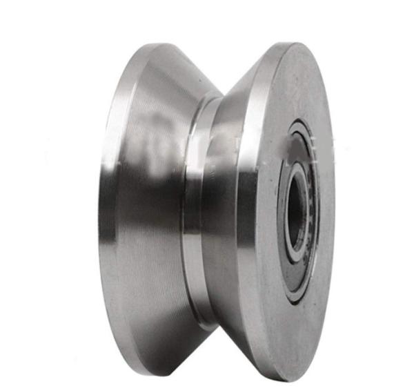 Rodas de porta deslizante de trabalho pesado de aço inoxidável 304 U H V Roda de rolamento de ranhuras