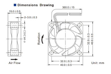 4015 Plastic Frame DC Cooling Fan 40x40x15mm 7000 - 11000RPM Speed