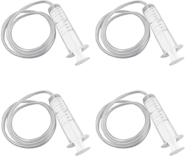 Syringes with Tubes Plastic Syringe with Tubing for Dispensing,Injection,Filtration, Science Labs (1 Meter Tube)