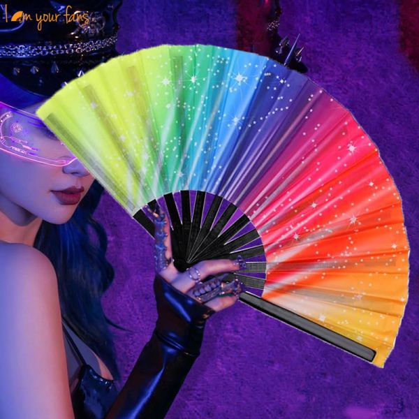 Wholesale Price Large Rave Fan Custom Fan Bamboo Dance Hand Fan for Cosplay/Photoshoot/Promotional Events
