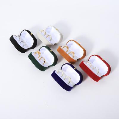 Emballage personnalisé de boîtes à anneaux de velours pour bijoux de mariage et de fiançailles