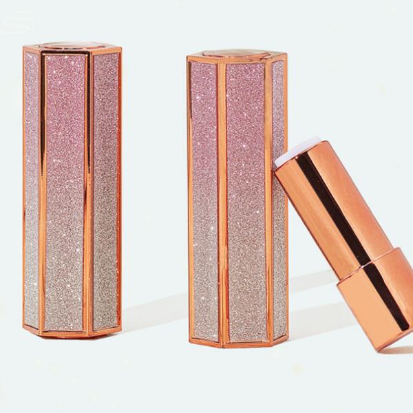 Tubos de batom de plástico arco-íris gradiente de 12,1 mm em ouro rosa 3,5 g