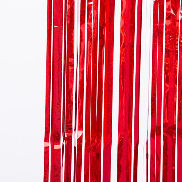 PET Red Metallic Fringe 3x6m 300cmx600cm Hanging Tinsel Curtain