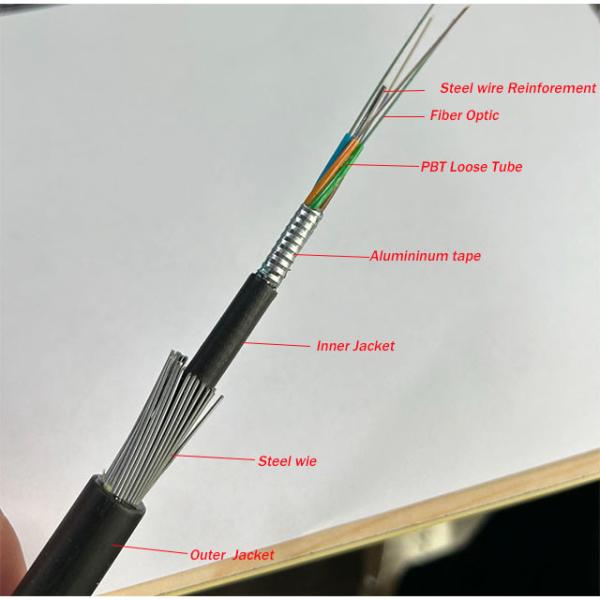 Underground Fiber Optic Cable GYTA33 24 32 36 48 72 96 144 Cores G652D SM Submersible  Underwater Cable For Direct Buried Laying