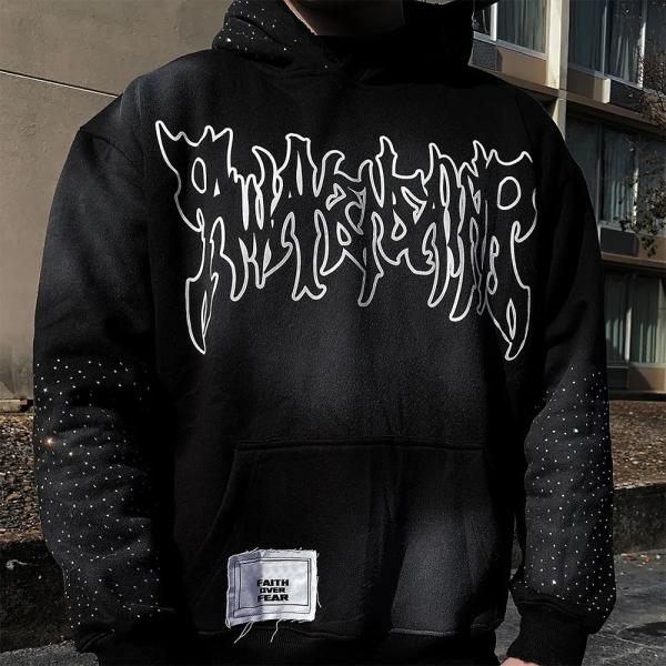 Custom Logo Heavyweight Cotton Hoodies Patchwork Distressed Embroidery Streetwear Oversized Boxy Pullover Hoodie for Men