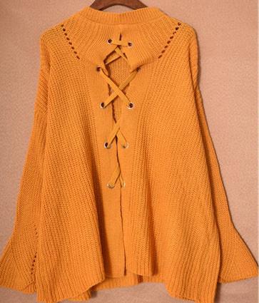 Woman'S Sweaters Autumn And Winter Fashion Bandage Wide Sleeves Multicolor