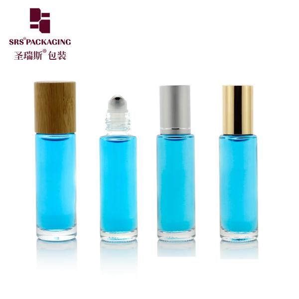 15ml Wall Glass Roll on Bottle Set With Bamboo Cap For Essential Oils