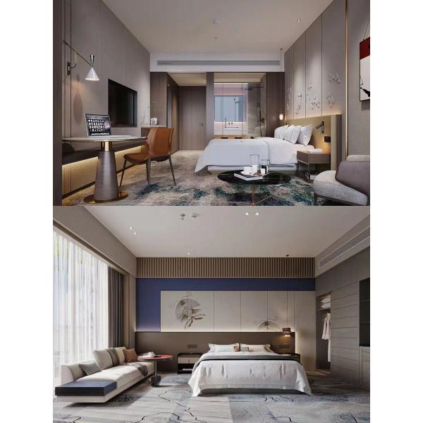 Luxury Modern Hotel Bedroom Furniture Sets Walnut Veneer Bed E1 Plywood Customized