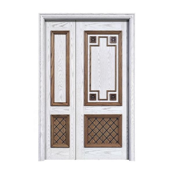 2.1m Height Pure Solid Wood Entry Doors PU Painting Wooden Entrance Door For Home