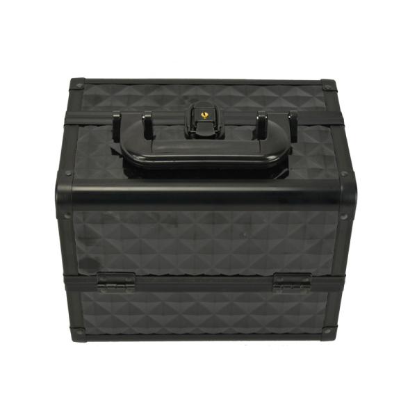 Черный небольшой алюминиевый косметический случай поезда с зеркалом внутрь, профессиональный случай макияжа